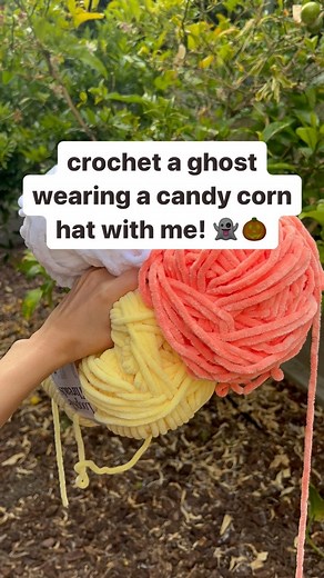 ashley | crochet a ghost wearing a candy corn hat with me!! what should I crochet next?? 👻 one of my favorite plushies to crochet, especially since... | Instagram