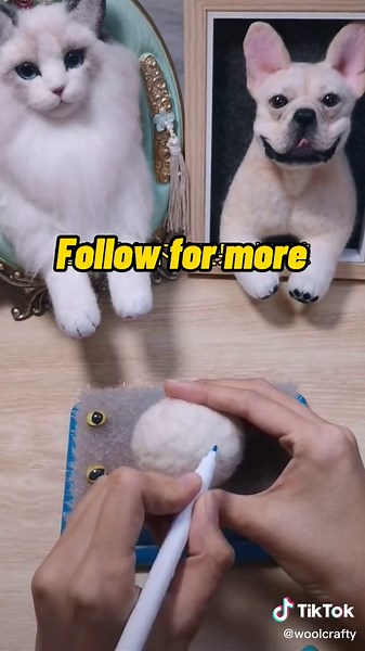 Today I teach you how to poke a cat made of wool #fyp #foryou #needlefelting #woolfelt #craftdolls #craftlover