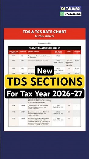 ⚠️ New TDS Sections for 2026-27 | New TDS Chart | TY 26-27 | New TDS Table | Income Tax Act 2025