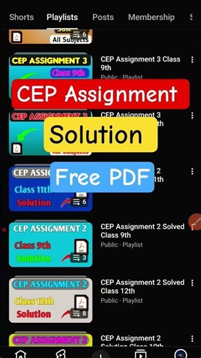 CEP Assignment Solution | Class 9th-12th | Assignment Solution All CEP | Class 12 Assignment |#12th