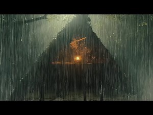 Sleep Instantly in Ancient Tent with Heavy Rain & Dense Thunderstorm in Foggy Rainforest at Night
