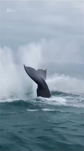 Orcs approach… the sperm whale responds with a giant tail slap 😳