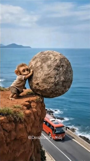 This monkey is blocking the moving bus from moving forward. The reason for that was...😲#money #yt