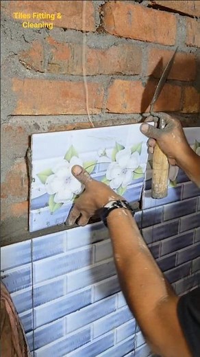 I installed new design flower tiles on the bathroom wall. How does it look? #walltiles #bathroomtile