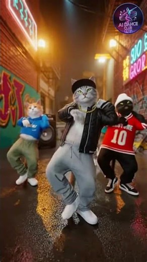 Cat Dance 808 hip hop Korean Street Dance #AiCatDance #4k #AiDanceClub #catdance #ai #shorts