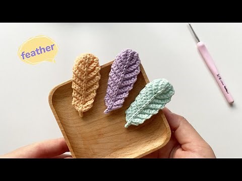 Easy crochet/How to crochet feather which can be made to be hair clip or brooch/Nice DIY