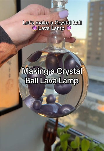 Making a crystal ball lava lamp out of nontraditional glass 🔥 🔮 #lavalamp #metallicwax #crystaltok #ozonegifts #lavalamprepair