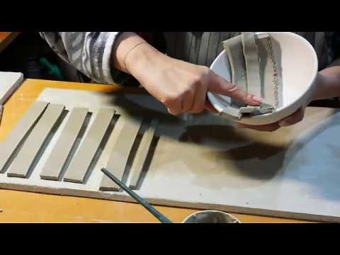 64. Ceramic bowl with clay strips - slab method - without a pottery wheel-handmade only