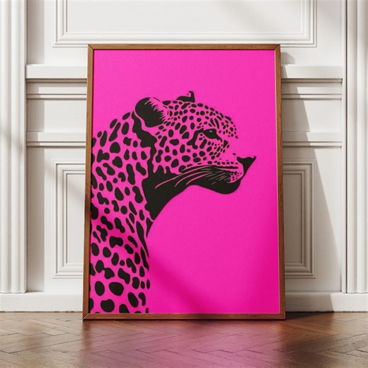 Hot Pink Leopard Print Wall Art | Modern Animal Decor | Bold Maximalist Digital Download Poster - Etsy