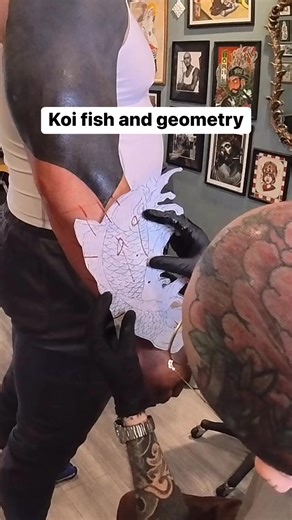 29K views · 1.2K reactions | Koi fish with geometry done today! Would love to do more Japanese inspired tattoos! A bit of white over black and we’re going to be doing a dragon on the top of the arm next! Can’t wait for next session .. #tattoo #geometrictattoo #koifishtattoo #koifish #koitattoo #dotwork #ornamentaltattoo #mandalatattoo #whiteoverblacktattoo | Wesche Tattoo | Facebook