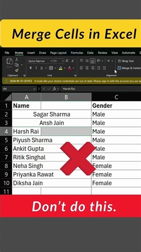 How to Merge Cells in Excel | Keyboard Shortcut 💡#excel #merge