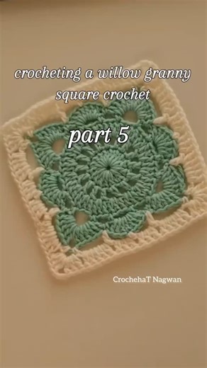 crochehat.Nagwan on Instagram‎: "الجزء التالت من طريقة crochet willow granny square ودا الصف الاخير قبل ماحنغير لون الخيط .. وكده باقي الاطار الأبيض ودا حنعمله مع بعض فى الجزء الجاي #crochet #tutorial #tips #grannysquare #stitch #chain #design"‎