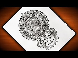 Kathakali Face drawing - Part 2|How to draw mandala art of kathakali drawing ‪@VennilaYLCreations‬