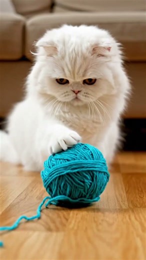 Cat 😺🐈😺 Playing with ball of yarn 🧶!!!