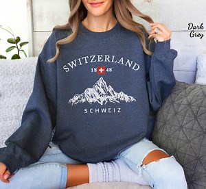 Switzerland Sweatshirt, Swiss Mountains Crewneck Pullover, Travel to Switzerland, Suisse Vacation, Swiss Alps, Switzerland Souvenir - Etsy