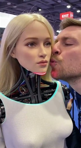 A hyper-realistic female humanoid robot