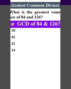 84 & 126 — Can You Find Their GCD (Greatest Common Divisor)? #shorts #maths #GCD #Mathematics