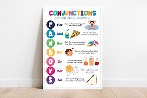 FANBOYS CONJUNCTIONS for Kids, Parts of Speech, English Language Grammat Chart, Classroom Poster, Educational Poster, Digital Download - Etsy