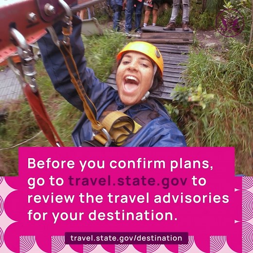 17K views · 107 reactions | Thinking about traveling abroad? Before confirming your travel plans, review the travel advisory for your destination at travel.state.gov/destination. #TravelSmartFromtheStart | U.S. Department of State | Facebook