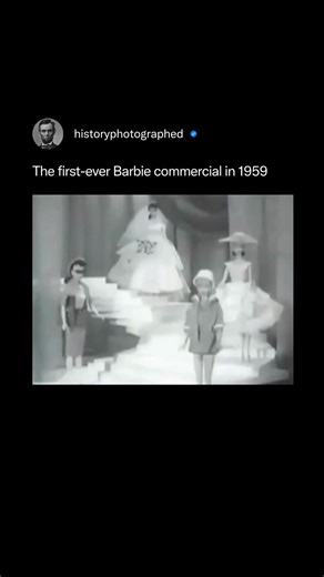 The first-ever Barbie commercial aired during The Mickey Mouse Club in 1959, pioneering direct-to-child television advertising for a toy with adult features. The one-minute ad used a catchy jingle and aspirational messaging to present Barbie as a "Teen-age Fashion Model," driving immediate sales and cultural impact. Credit: Mattel, Inc | History In Pictures