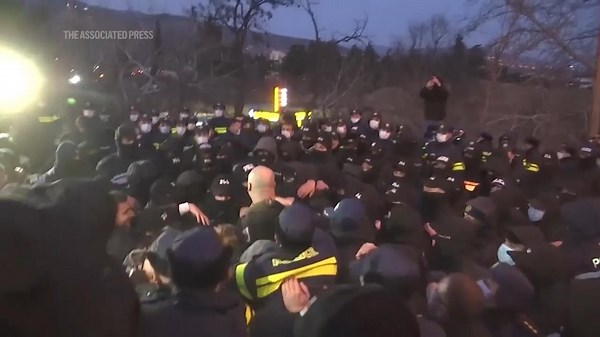 At least 20 people arrested at rally in Tbilisi as protesters demand new Georgian society.