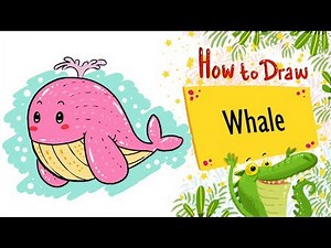 How To Draw and Coloring A Whale cute easy step by step ~ for kids
