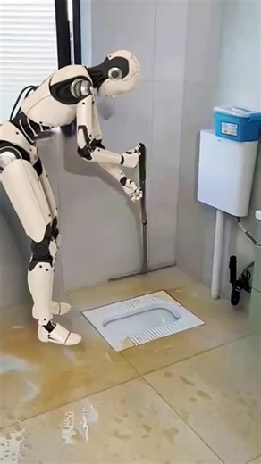 Asian Technology | An AI robot efficiently cleaning the bathroom—scrubbing sinks, wiping mirrors, and mopping floors with precision. A glimpse into a future... | Instagram