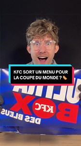 🚨KFC SORT UN MENU POUR LA COUPE DU MONDE AVEC L’ULTRA BOX DES BLEUS🚨 @KFC France vous avez goûté ? Vous avez essayé ? C’est quoi le meilleur hot dog ? Pour vous, quel est le meilleur burger chez KFC ? Est-ce que c’est rentable ? Est-ce qu’ils ont été radin dans la dose pour 16 € l’ultra box ? En effet, à l’occasion de la coupe du monde, il y a KFC qui a décidé à son tour de sortir son menu pour la coupe du monde avec l’ultra box des bleus vers l’intérieur, il y a des curlys fries, des crousti 