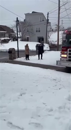 Out-of-Control Fire Truck Spins on Ice, Ladder Wipes Out Mailbox and Lamp 🏠❄️