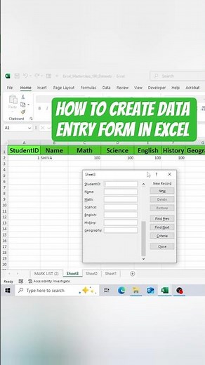 How to Create Data Entry Form in Excel | No VBA | Easy Step-by-Step Tutorial #shorts #excel