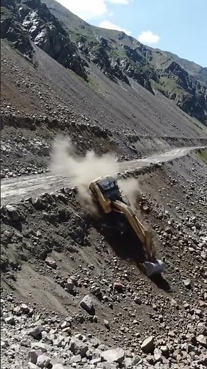 Shocking Excavator Crash During Mountain Road Work | Real Landslide"