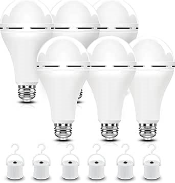 A21 6PK Emergency-Rechargeable-Light-Bulb, Keep Lighting During Power Outage, 12W 6500K LED 65W Equivalent Light Bulbs, 1200 mAh Battery Backup Light Bulbs for Home Power Failure