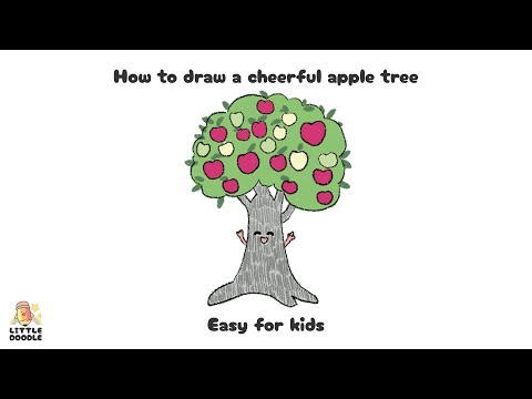 How to draw a cheerful apple tree | Easy step-by-step for kids
