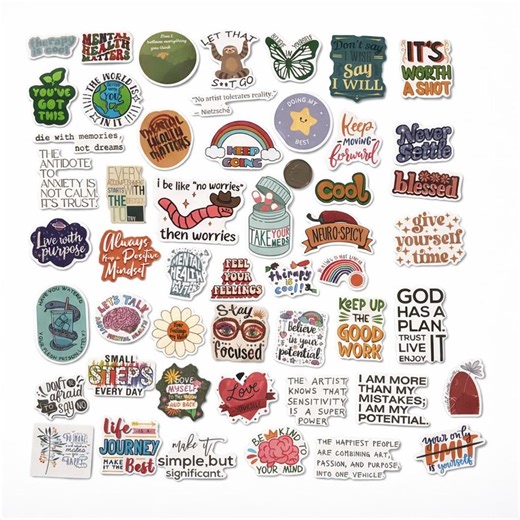 Inspirational Sticker Collection 50 Stickers Lot Mental Health Therapy Therapist Positive Thinking Variety Mixed Motivational (MH1) - Etsy