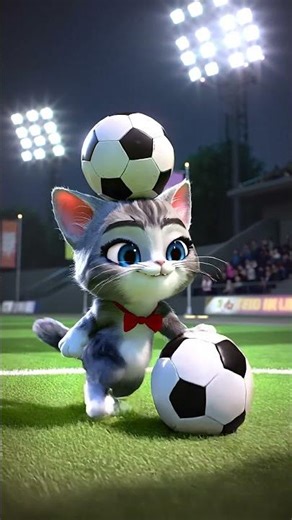 Chibi Kitten Playing Soccer Cute Cat Animation