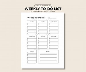 Weekly Planner to Do List | Printable and Fillable | Weekly Task List Template| Simple Weekly Task Organizer | Goodnotes, Notability, PDF - Etsy Canada
