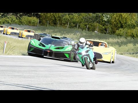 Kawasaki Ninja H2 vs Mercedes-Benz AMG Vision GT vs Bugatti Bolide at Old SPA