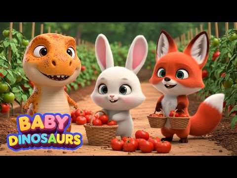 Baby T Rex , Rabbit & Red Fox Tomato Adventure The Cutest Dinosaur Farm Story Ever