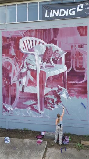 70 reactions | Acrylic mural painting by artist @oldhues — a large-scale, expressive wall piece blending everyday objects with narrative symbolism. The bold monochromatic palette, dramatic scale, and textured brushwork transform an ordinary scene into a striking piece of public art. #murals #streetart #acrylicpainting #publicart #contemporaryart | Acrylic Masters | Facebook