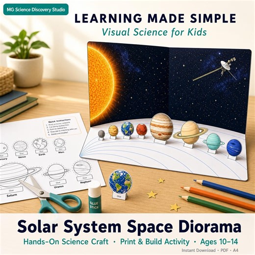 Solar System Diorama Printable | Cut and Paste Planet Craft | Kids STEM Activity | Homeschool Science Project | PDF Instant Dowload - Etsy