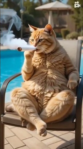 Cat's Relaxing Moment: Enjoying a Cigarette #catshorts #cats #cigarette #shots