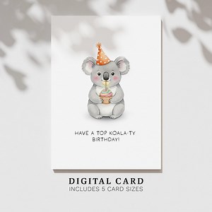 Koala Birthday Card: Printable Greeting Card (digital Download) - Etsy