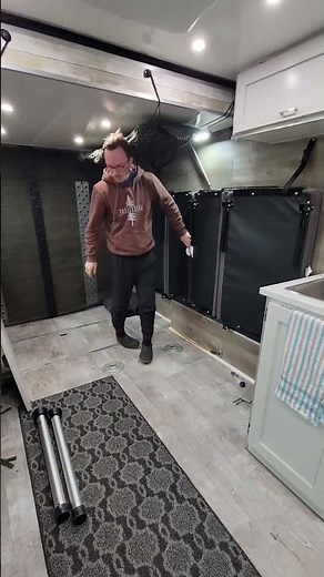 Motorcycle in a DIY Custom Cargo Trailer Conversion