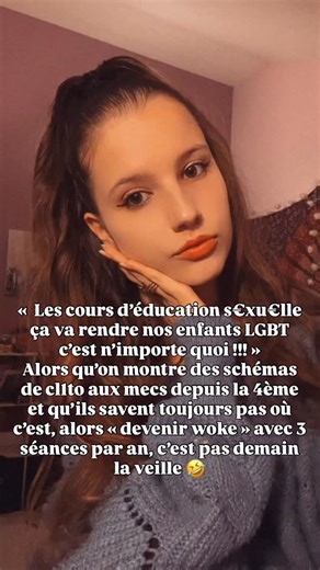 Eléa Nora 🌚 on Instagram: "Ce qui est fou, c’est que les mêmes qui hurlent à la “propagande” oublient que l’éducation s€xu€lle en France est OBLIGATOIRE depuis 2001 : 👉 3 séances par an, prévues par la loi 👉 Axées sur la prévention, le consentement, les IST, les violences 👉 Et… aucune ne “change l’orientation” de qui que ce soit (parce que ça, c’est scientifiquement impossible) Mais ça ne dérange personne que : • En 2024, 30 à 40 % des élèves ne reçoivent toujours pas ces séances selon les r