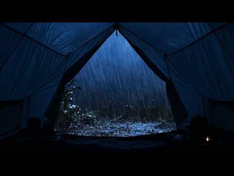 🔴 Dark Rainy Hillside Tent with Echoing Rain Sounds Through the Night