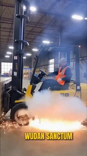 Forklift Operator Makes Tire Explode! 💥 #foryou #trendingvideo #viral #fyp #forklift