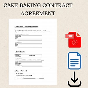 Cake Baking Contract Agreement: Editable Bakery Order Template (PDF) - Etsy