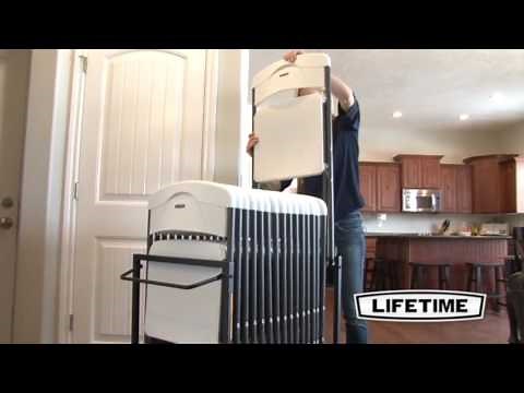 Lifetime 80279 Standing Folding Chair Storage Rack Cart