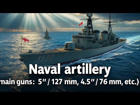 Naval artillery (main guns: 5" / 127 mm, 4.5", 76 mm, etc.
