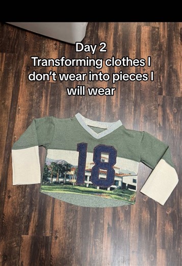 Day 2 of transforming clothes I don’t wear into clothes I do wear. I Upcycled this really short crew neck sweater into this patchwork jersey sweatshirt. It’s so comfy and perfect for fall! I’m tryna tap into my creativity and challenging myself to post a Upcycled piece of every day in the month of September. It’s only day 2 but I Already feel so accomplished! Stay tuned for the journey ☺️ #UpcycledSweater #UpcycledFashion #SustainableStyle #sewingtiktok #diyclothing